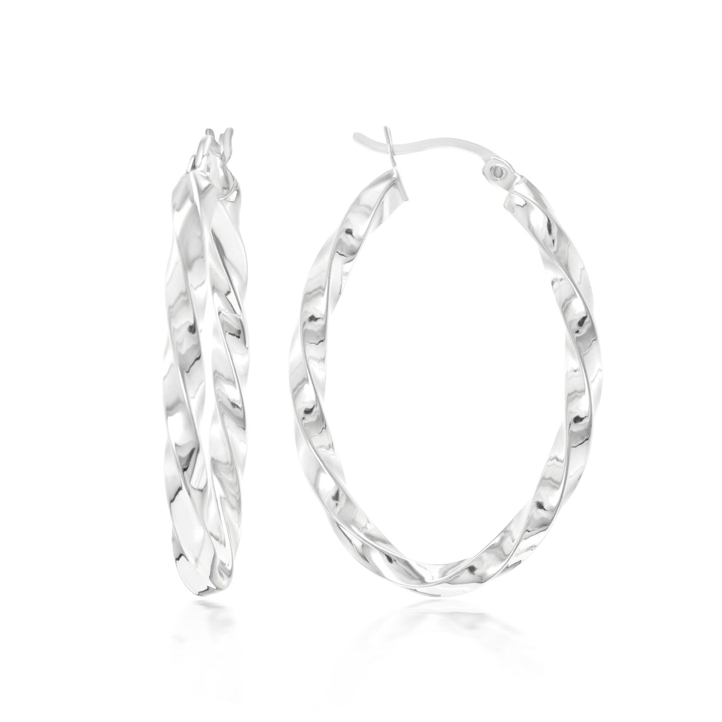 Judy Crowell Jewelry Sterling Silver Diamond Cut Twist Hoop Earrings