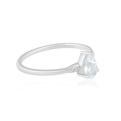 Dew Sterling Silver White Topaz Stackable Pear Ring, Sizes 6 to 8