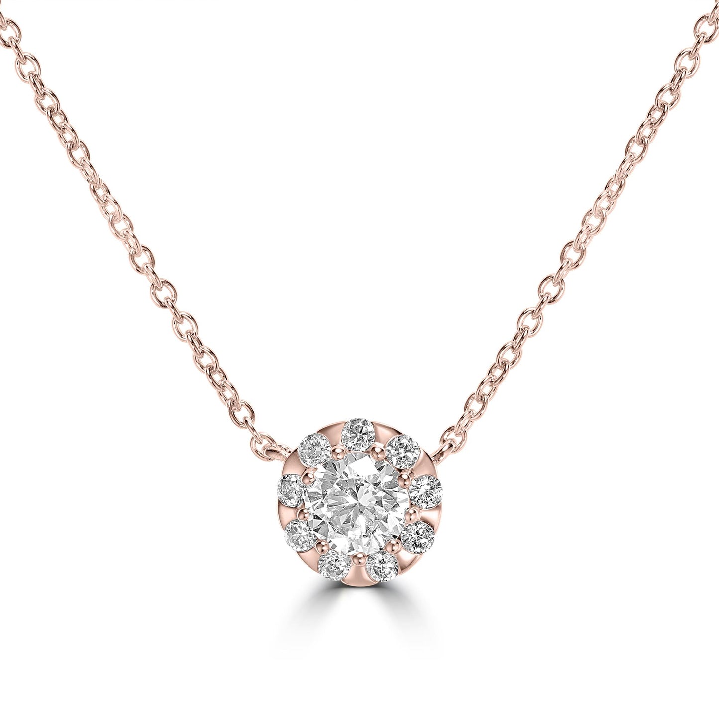 Kathy Levine Rose Gold-Plated Sterling Silver Cubic Zirconia Halo Necklace