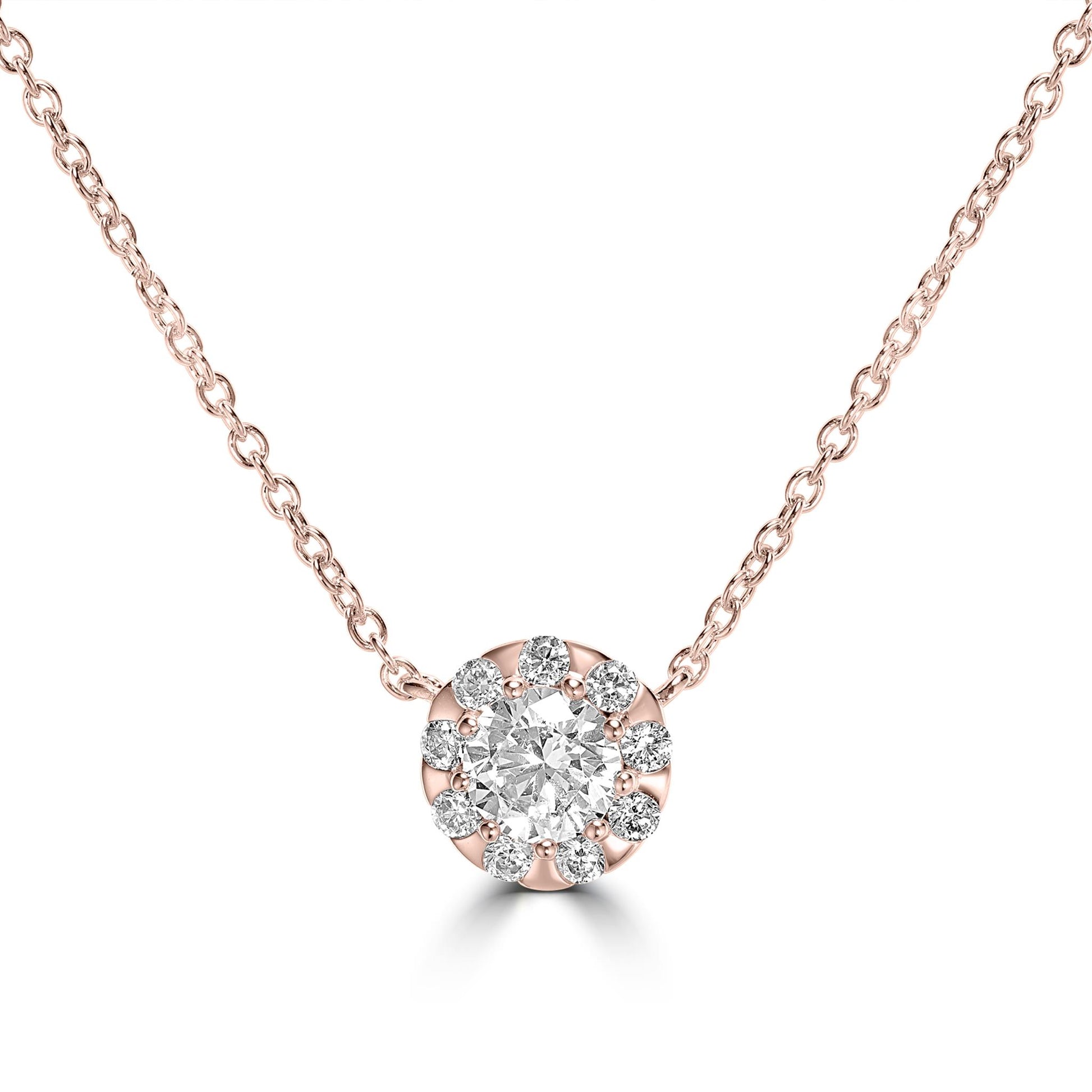 Kathy Levine Rose Gold-Plated Sterling Silver Cubic Zirconia Halo Necklace