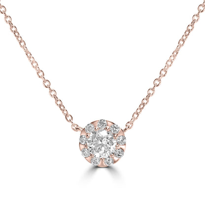 Kathy Levine Rose Gold-Plated Sterling Silver Cubic Zirconia Halo Necklace