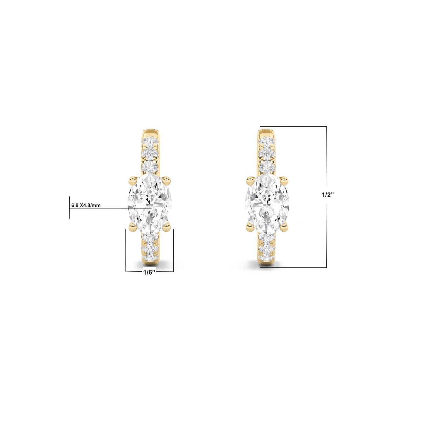 14K Gold 1.5 CTTW Lab Grown Diamond Oval Cut Hoop Earrings