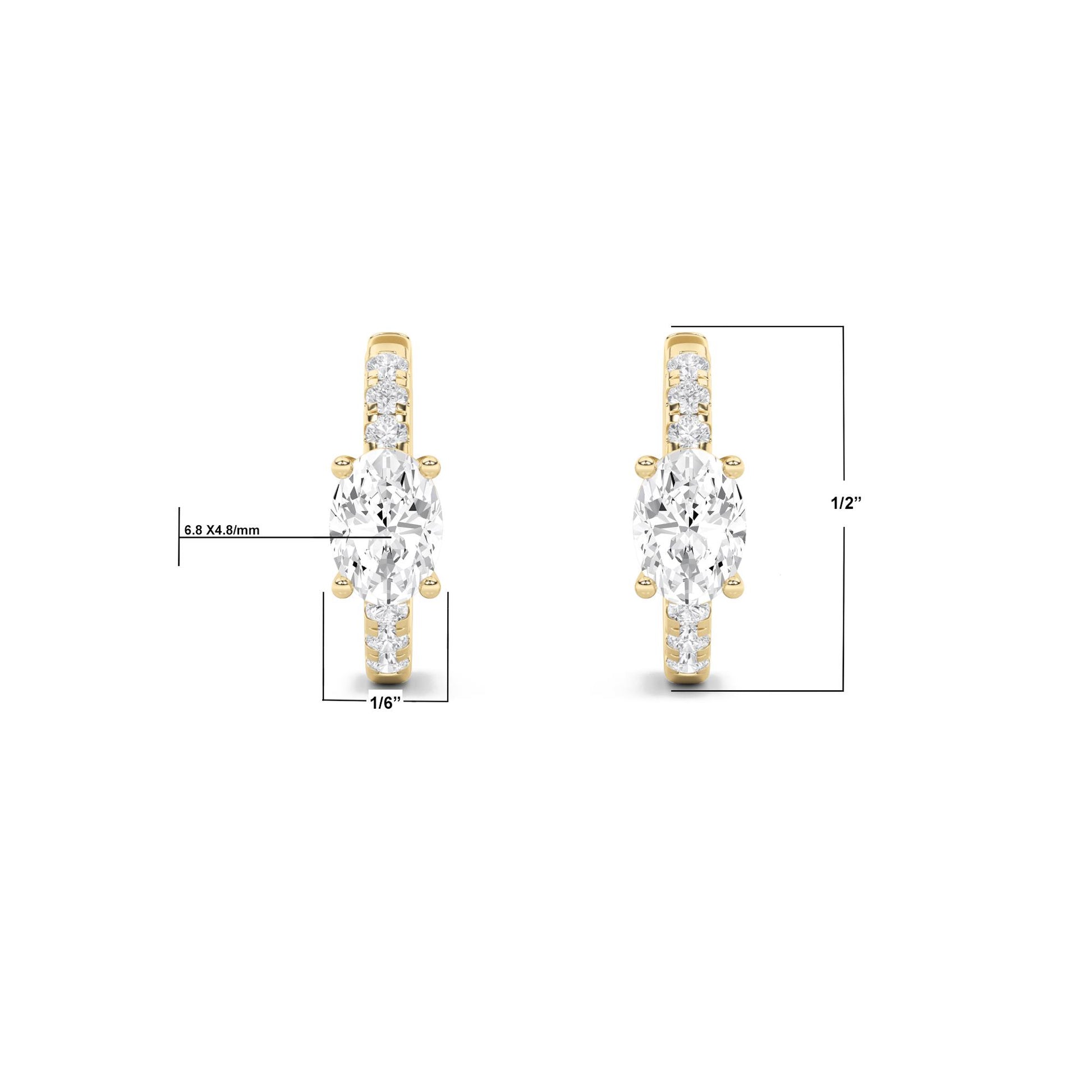 14K Gold 1.5 CTTW Lab Grown Diamond Oval Cut Hoop Earrings