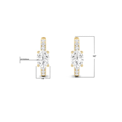 14K Gold 1.5 CTTW Lab Grown Diamond Oval Cut Hoop Earrings