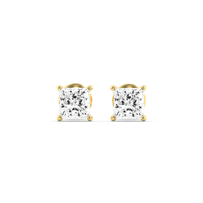 14K Gold 5.0 CTTW Lab Grown Diamond Princess Cut Stud Earrings