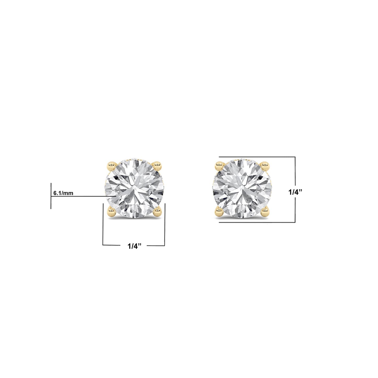 14K Gold 2.0 CTTW Lab Grown Diamond Round Stud Earrings