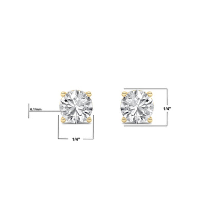 14K Gold 2.0 CTTW Lab Grown Diamond Round Stud Earrings