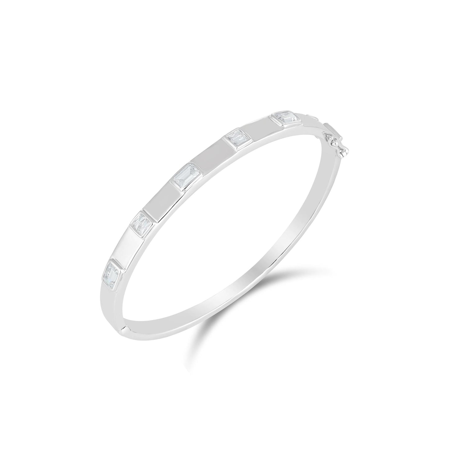 Gemistry Judy Crowell Jewelry Sterling Silver Square Bezel Cubic Zirconia Bangle Bracelet