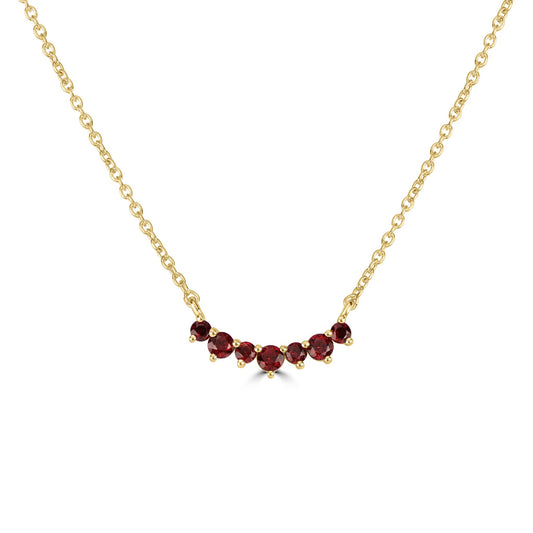 Grace 14K Gold Over Sterling Silver Round Garnet Gemstone Curved Bar Necklace, 18 Inches