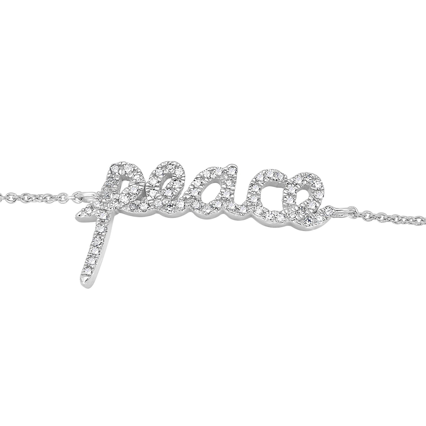 Gemistry 14K White Gold 0.17 Ct Round Diamond Peace Charm Bracelet(GH Color, I1 Clarity)…