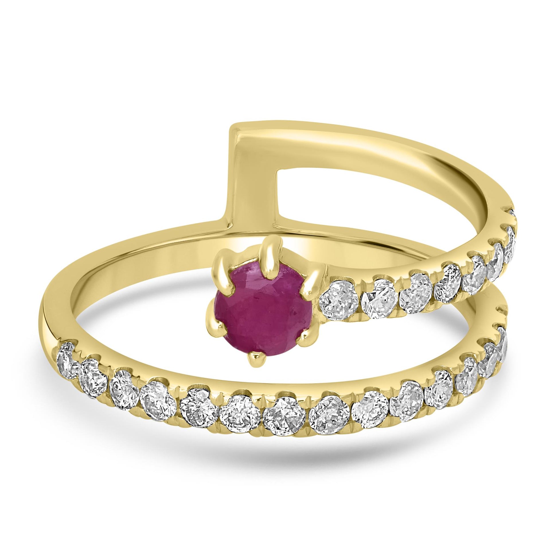 Haley 14k Gold Ruby Gemstone Bypass Stackable Ring