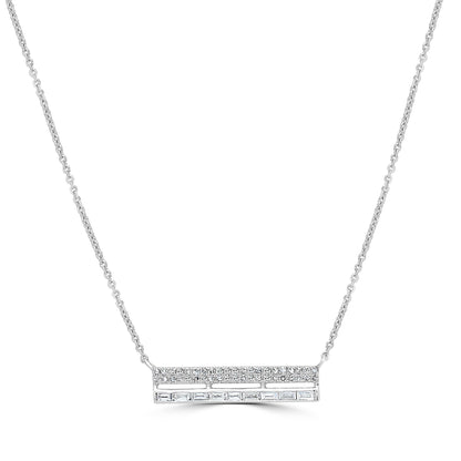 Gemistry Women 14K White Gold Round White Diamond Pendant Necklace with 15 Inch Chain. April Birthstone Month, Gift For Her.