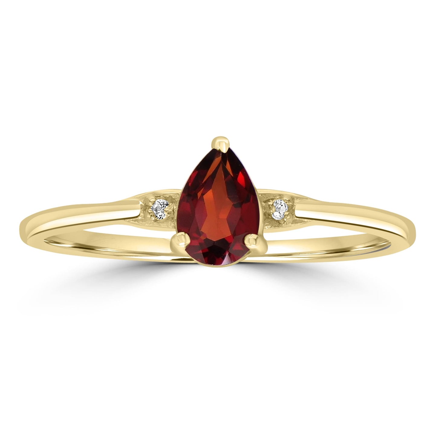 Dew 14k Gold over Sterling Silver Garnet Gemstone Stackable Pear Ring