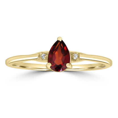 Dew 14k Gold over Sterling Silver Garnet Gemstone Stackable Pear Ring