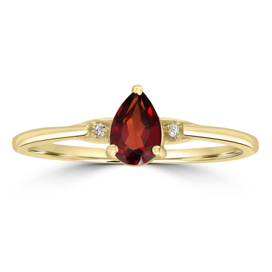 Dew 14k Gold over Sterling Silver Garnet Gemstone Stackable Pear Ring