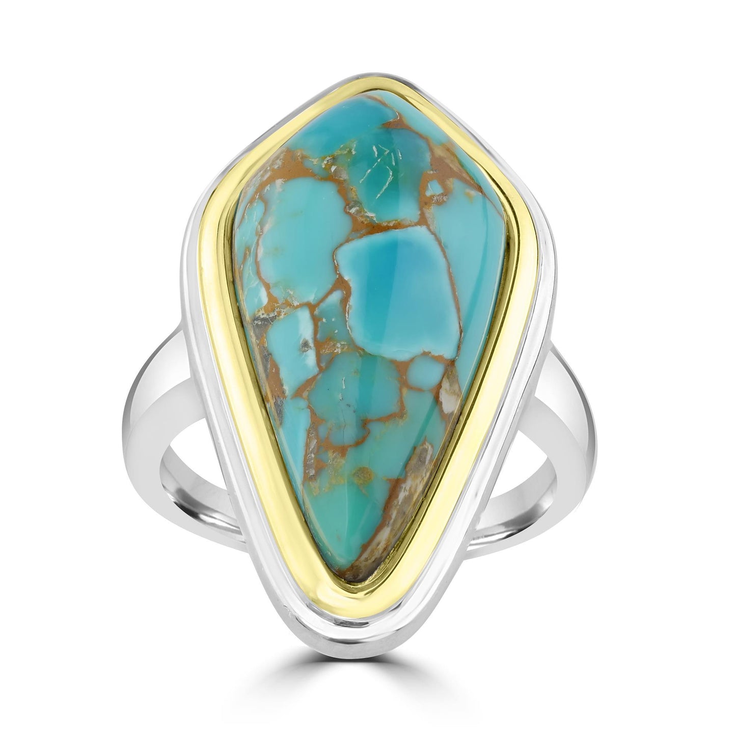 GG Collection 2-Tone Sterling Silver Sonoran Turquoise Freeform Ring, Sizes 5 to 10