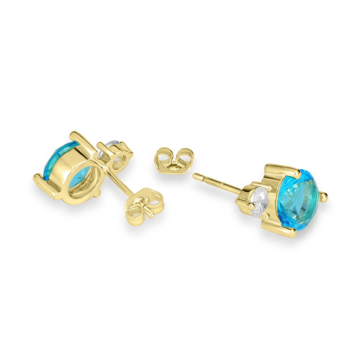 Bob Mackie Jewelry 14K Gold Over Brass Sky Blue Topaz CZ White Cubic Zirconia Stud Earrings