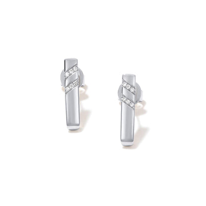 14K White Gold .042 Carat Diamond Bar Stud Earrings