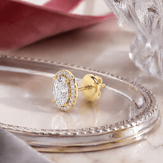 14K Gold 1.0 CTTW Lab Grown Diamond Oval Stud Earrings