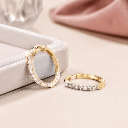 14K Gold 7.0 CTTW Lab Grown Diamond Round Hoop Earrings