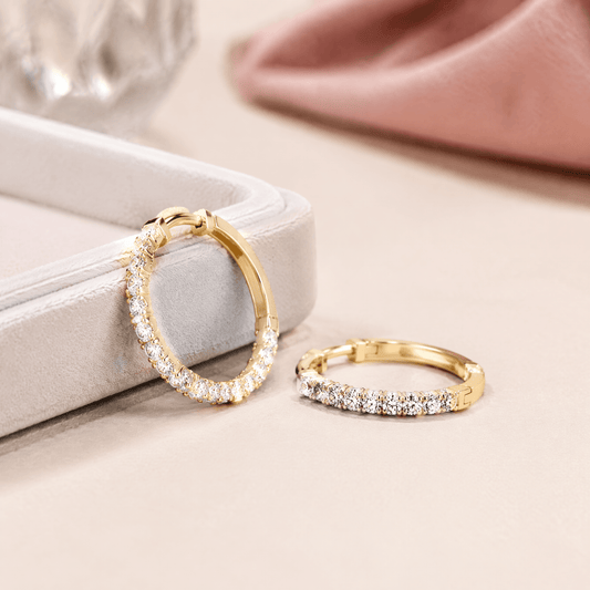 14K Gold 7.0 CTTW Lab Grown Diamond Round Hoop Earrings