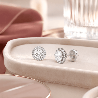 14K White Gold 3.0 CTTW Lab Grown Diamond Round Stud Earrings