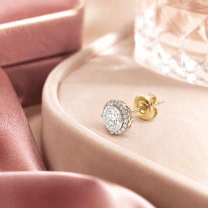 14K Gold 3.0 CTTW Lab Grown Diamond Round Stud Earrings
