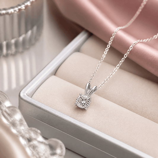 14K White Gold 3.0 CTTW Lab Grown Diamond Round Pendant Necklace