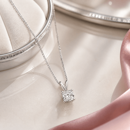 14K White Gold 3.0 CTTW Lab Grown Diamond Round Pendant Necklace