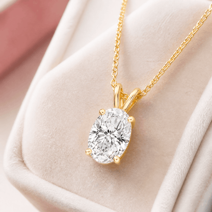 14K Gold 3.0 CTTW Lab Grown Diamond Oval Pendant Necklace