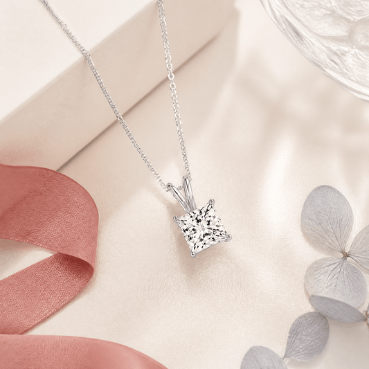 14K White Gold 3.0 CTTW Lab Grown Diamond Oval Pendant Necklace