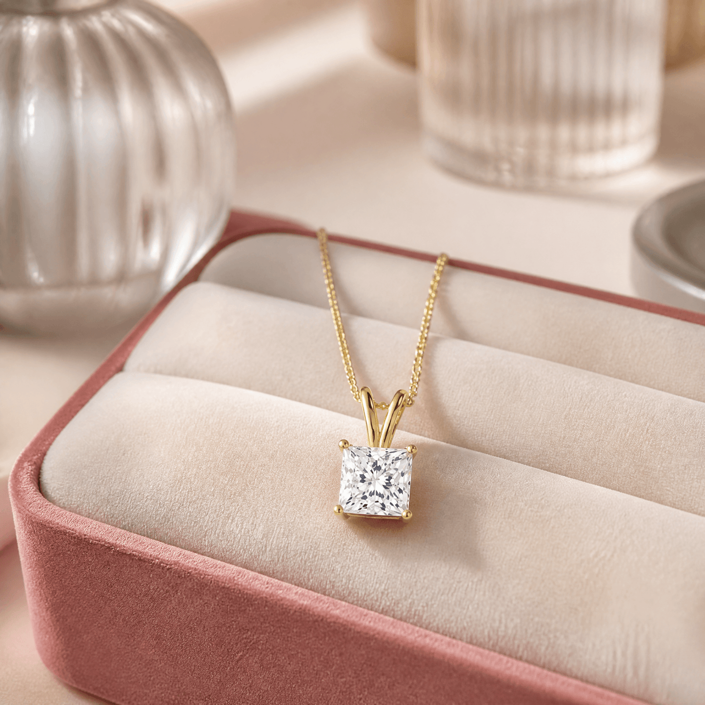 14K Gold 3.0 CTTW Lab Grown Diamond Oval Pendant Necklace