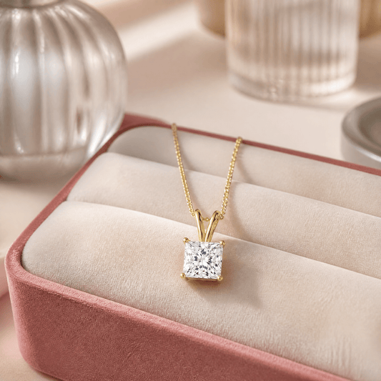 14K Gold 3.0 CTTW Lab Grown Diamond Oval Pendant Necklace