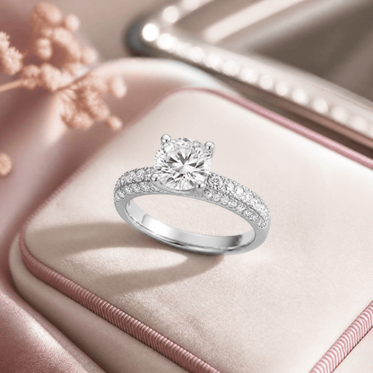14K White Gold 2.0 CTTW Lab Grown Diamond Round Cut Ring, Sizes 5 to 10