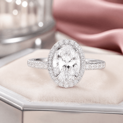 14K White Gold 3.0 CTTW Lab Grown Diamond Oval Cut Ring, Sizes 5 to 10