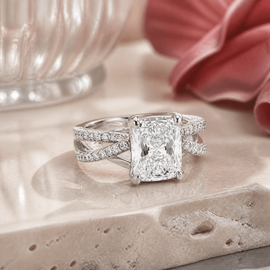 14K White Gold 2.3 CTTW Lab Grown Diamond Emerald Cut Ring, Sizes 5 to 10