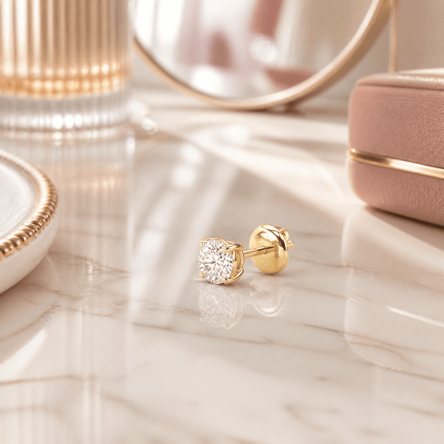 14K Gold 3.0 CTTW Lab Grown Diamond Round Stud Earrings