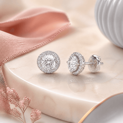 14K White Gold 1.0 CTTW Lab Grown Diamond Round Stud Earrings