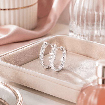 14K White Gold 5.0 CTTW Lab Grown Diamond Round Hoop Earrings