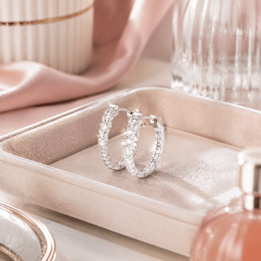 14K White Gold 5.0 CTTW Lab Grown Diamond Round Hoop Earrings
