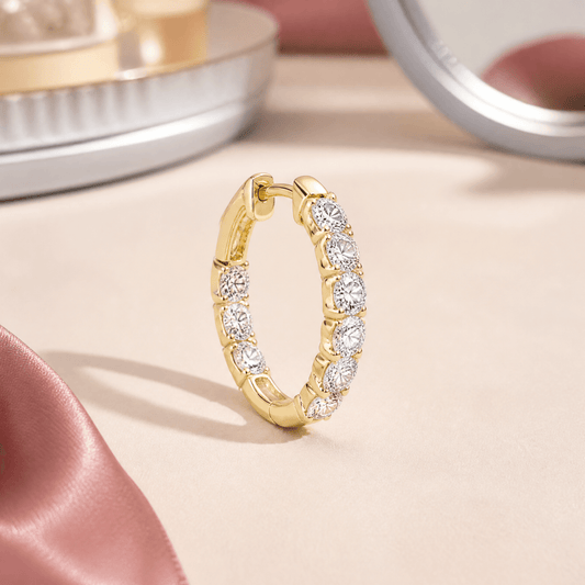 14K Gold 3.0 CTTW Lab Grown Diamond Round Hoop Earrings