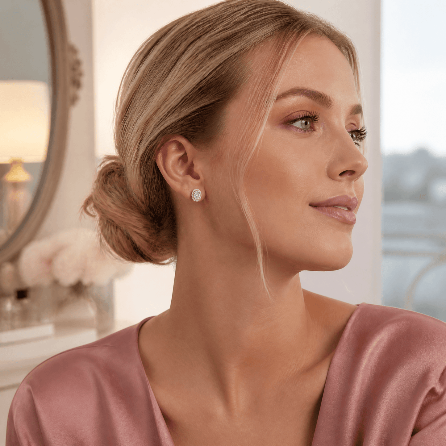 14K Gold 1.0 CTTW Lab Grown Diamond Oval Stud Earrings