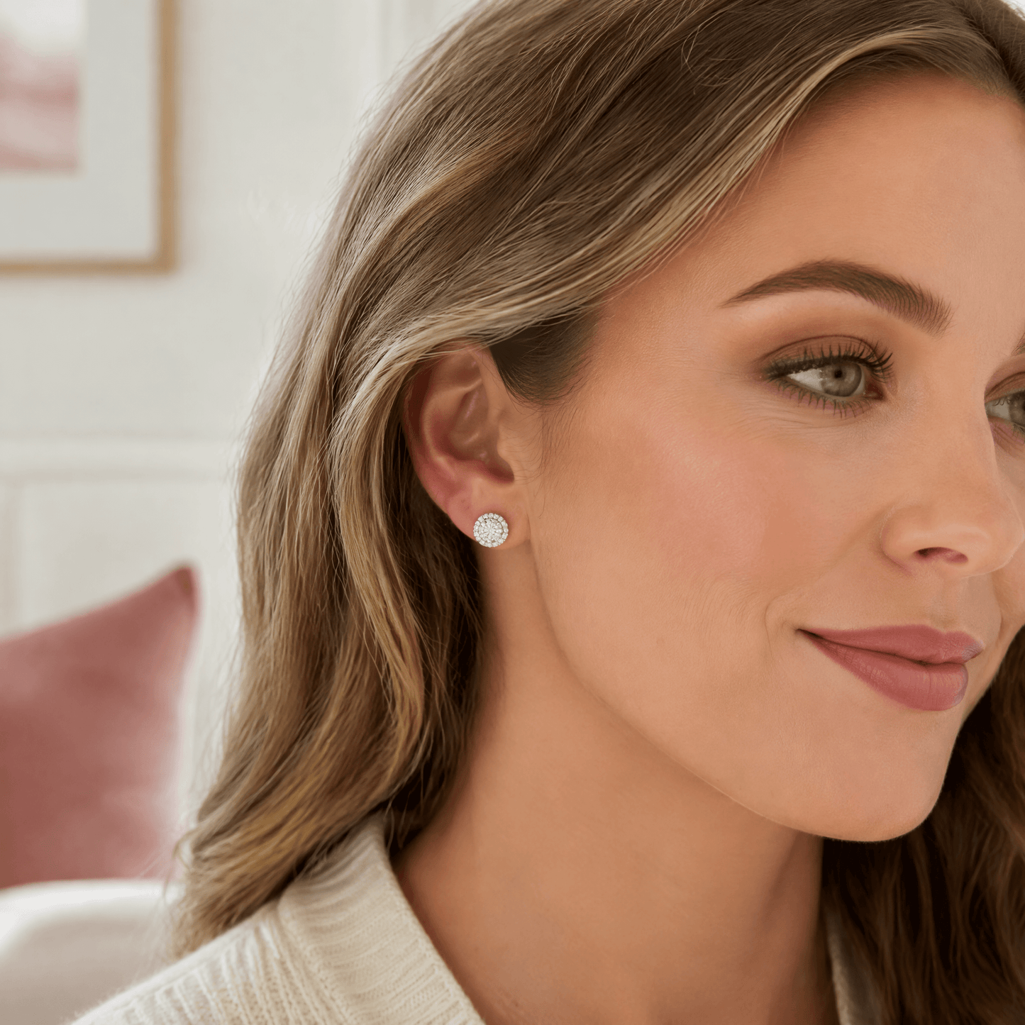 14K White Gold 1.0 CTTW Lab Grown Diamond Round Stud Earrings