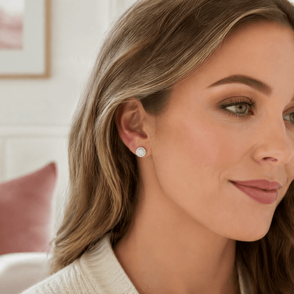 14K White Gold 1.0 CTTW Lab Grown Diamond Round Stud Earrings