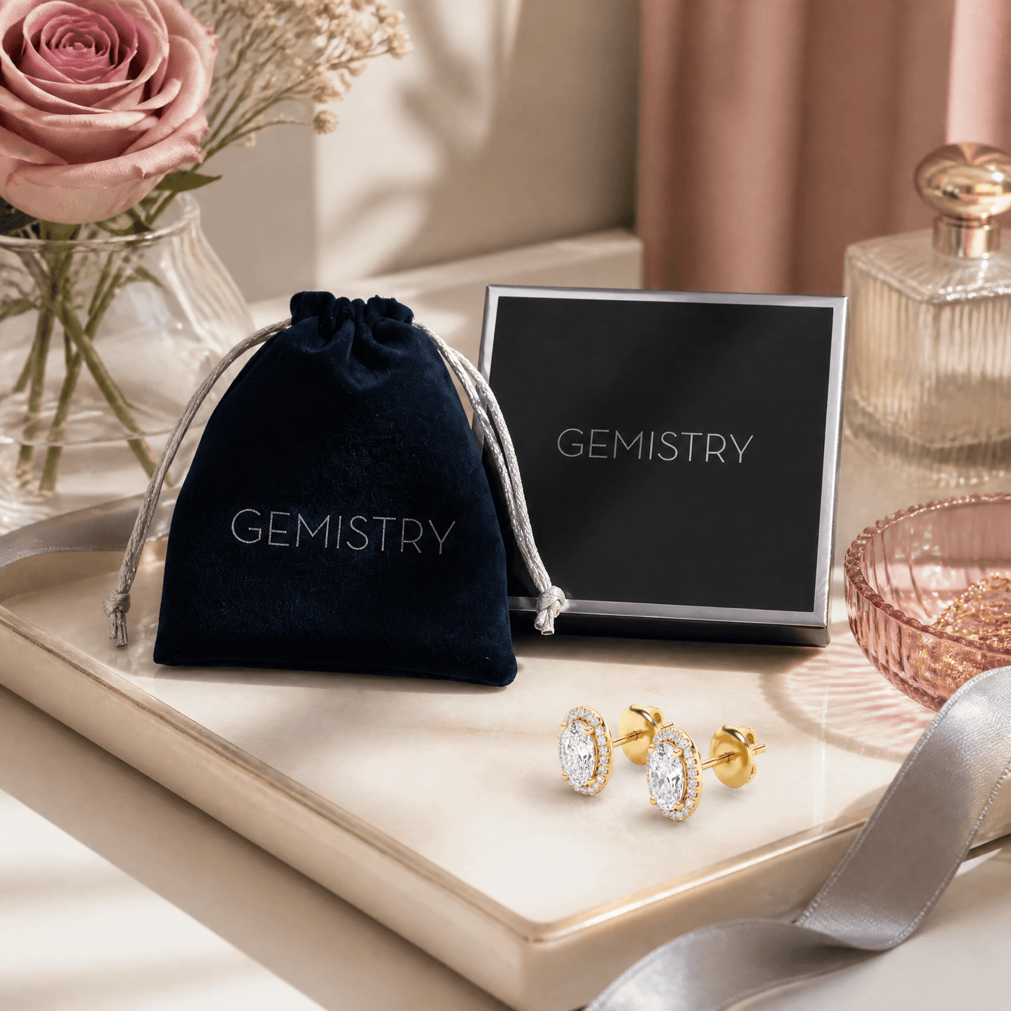 14K Gold 1.0 CTTW Lab Grown Diamond Oval Stud Earrings
