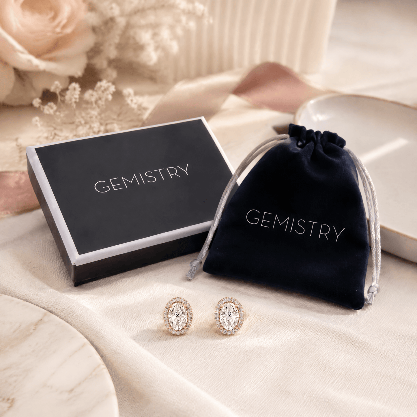 14K Gold 3.0 CTTW Lab Grown Diamond Oval Stud Earrings