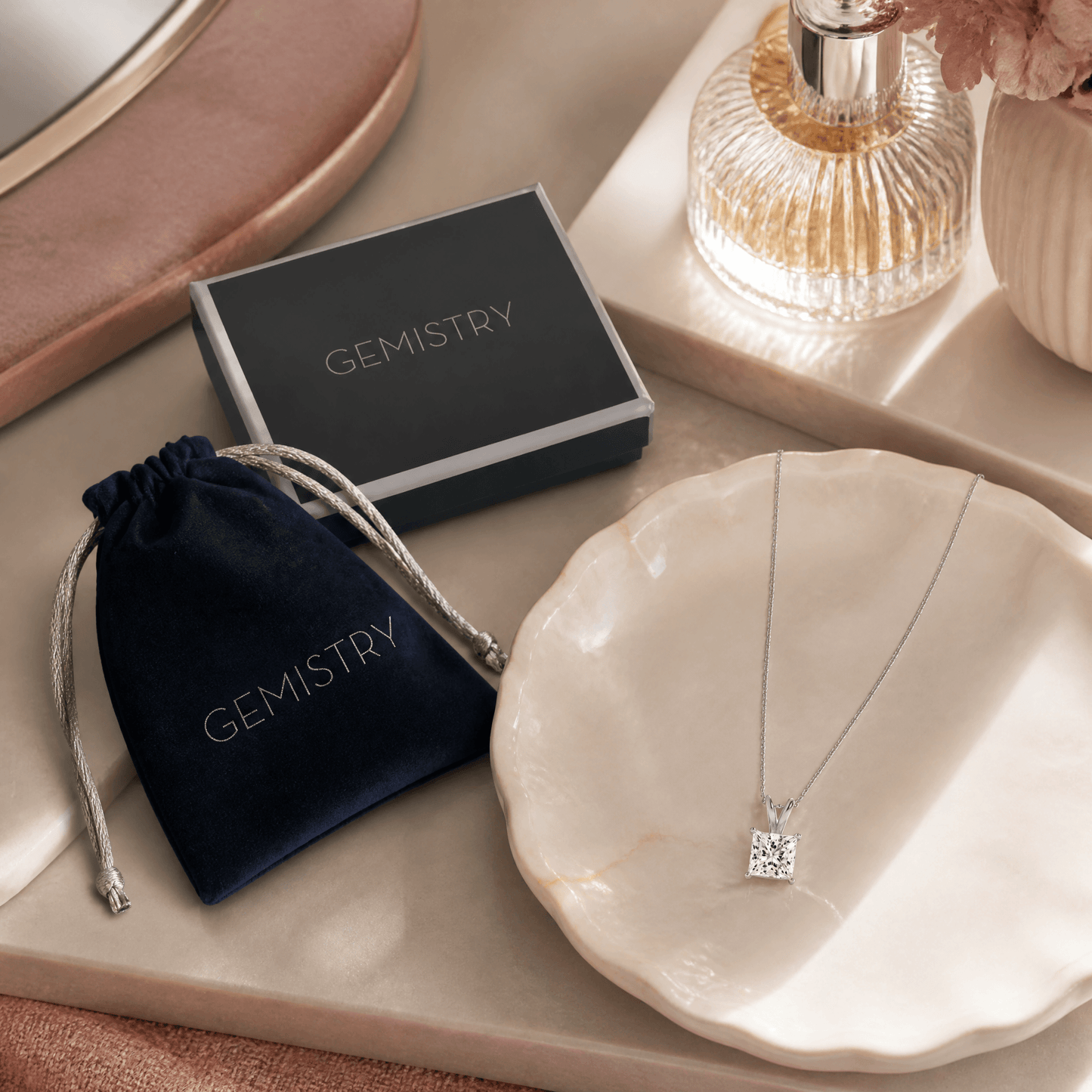 14K White Gold 3.0 CTTW Lab Grown Diamond Oval Pendant Necklace