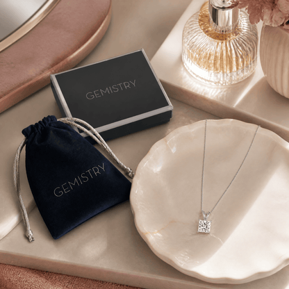 14K White Gold 3.0 CTTW Lab Grown Diamond Oval Pendant Necklace
