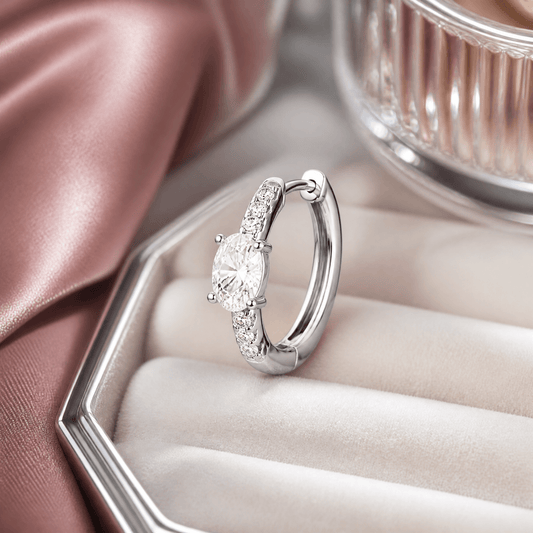 14K White Gold 1.5 CTTW Lab Grown Diamond Round Cut Hoop Earrings
