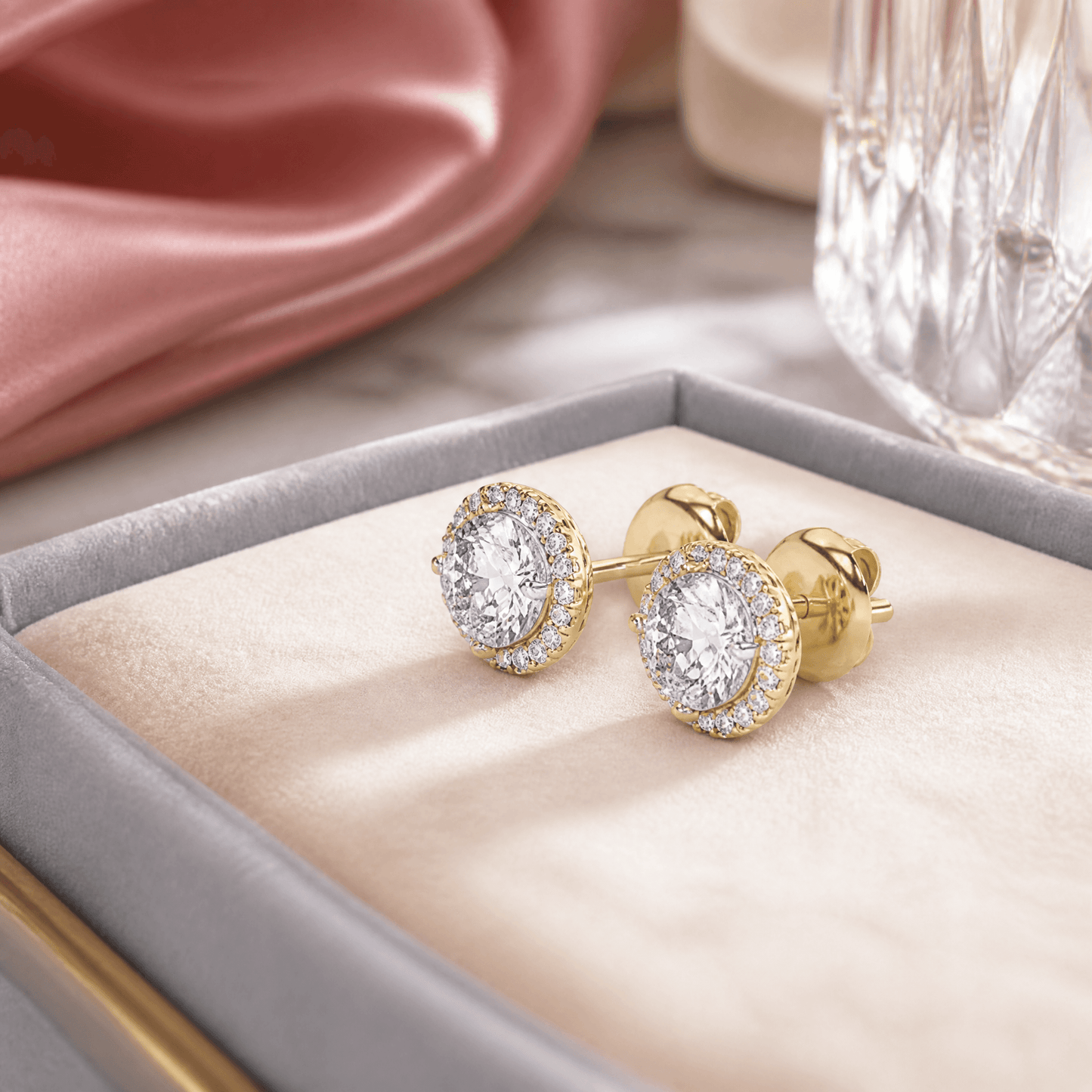 14K Gold 1.0 CTTW Lab Grown Diamond Round Stud Earrings
